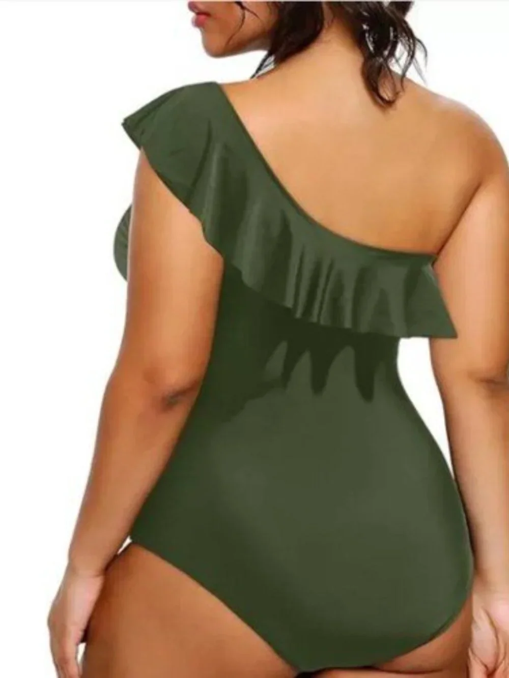 Aqua Eve Plus Olive Green Bathing Suits One Piece Swimsuits One Shoulder 18W 2X
